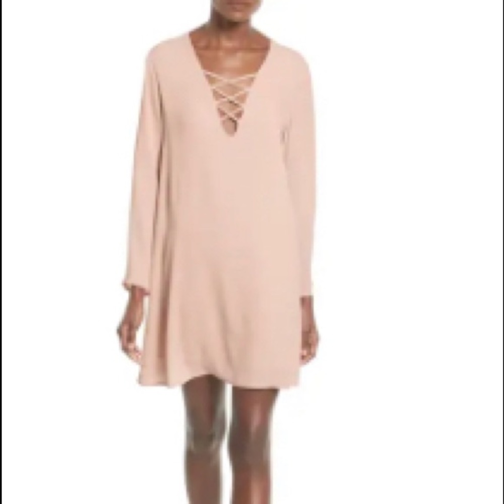 ASTR Lace-Up Bell Sleeve Shift Dress